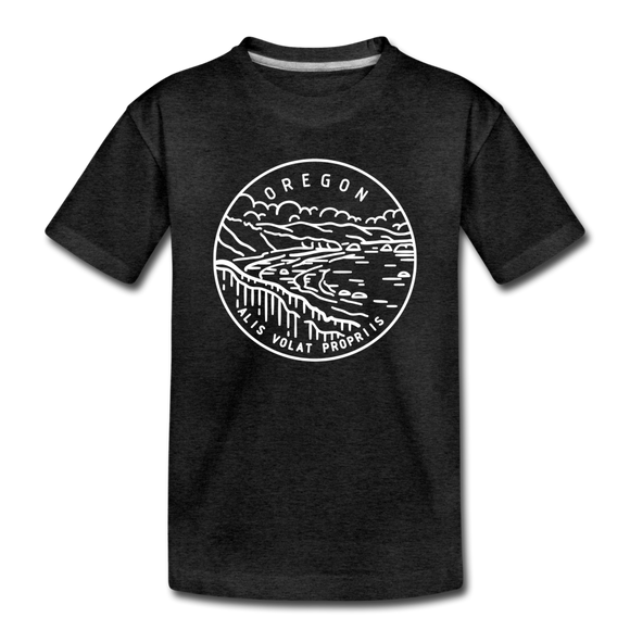 Oregon Toddler T-Shirt - State Design Oregon Toddler Tee - charcoal gray