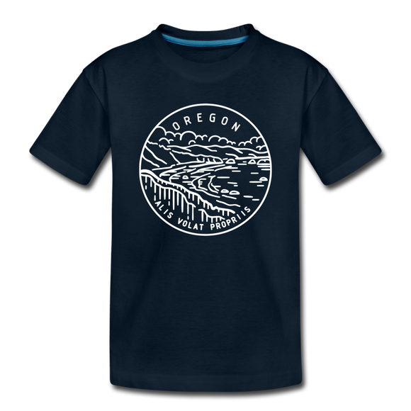 Oregon Toddler T-Shirt - State Design Oregon Toddler Tee - deep navy