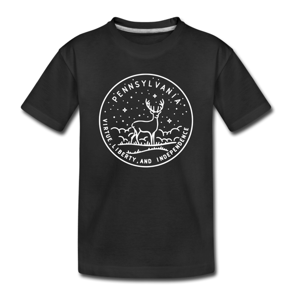 Pennsylvania Toddler T-Shirt - State Design Pennsylvania Toddler Tee - black