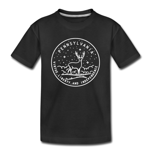 Pennsylvania Toddler T-Shirt - State Design Pennsylvania Toddler Tee - black