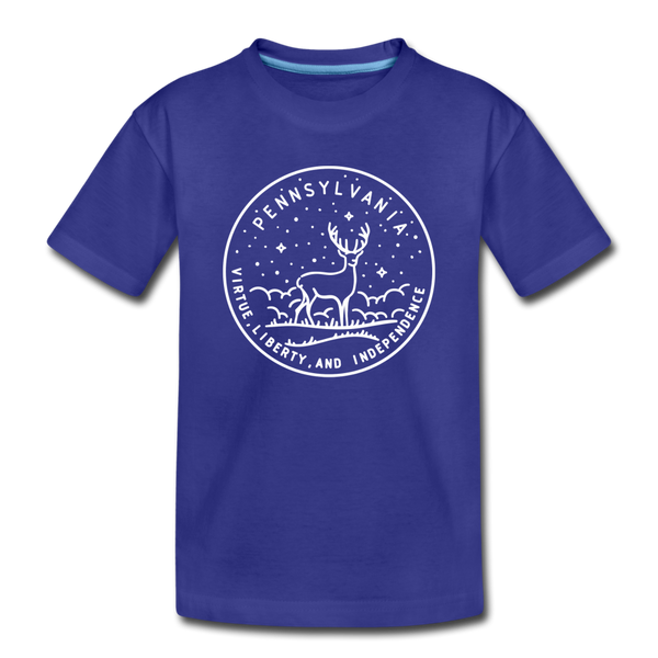 Pennsylvania Toddler T-Shirt - State Design Pennsylvania Toddler Tee - royal blue