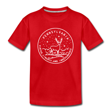 Pennsylvania Toddler T-Shirt - State Design Pennsylvania Toddler Tee - red