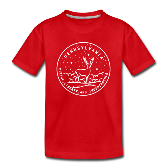 Pennsylvania Toddler T-Shirt - State Design Pennsylvania Toddler Tee - red