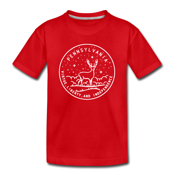 Pennsylvania Toddler T-Shirt - State Design Pennsylvania Toddler Tee - red