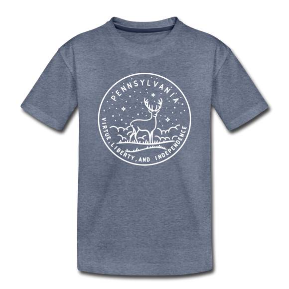 Pennsylvania Toddler T-Shirt - State Design Pennsylvania Toddler Tee - heather blue