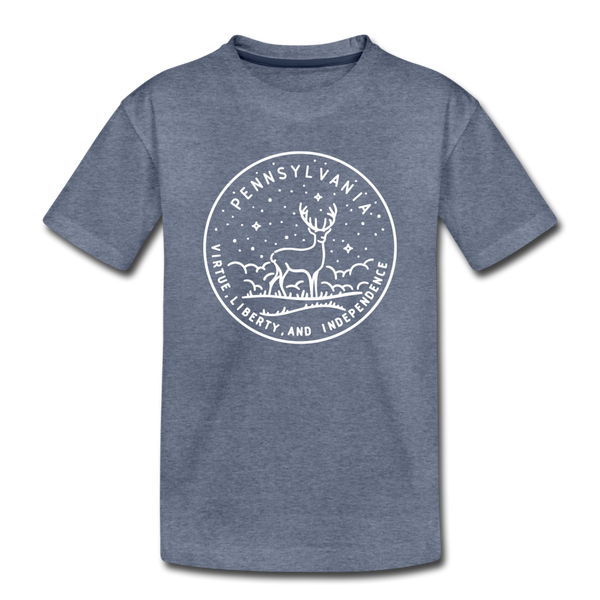 Pennsylvania Toddler T-Shirt - State Design Pennsylvania Toddler Tee - heather blue