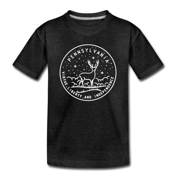 Pennsylvania Toddler T-Shirt - State Design Pennsylvania Toddler Tee - charcoal gray