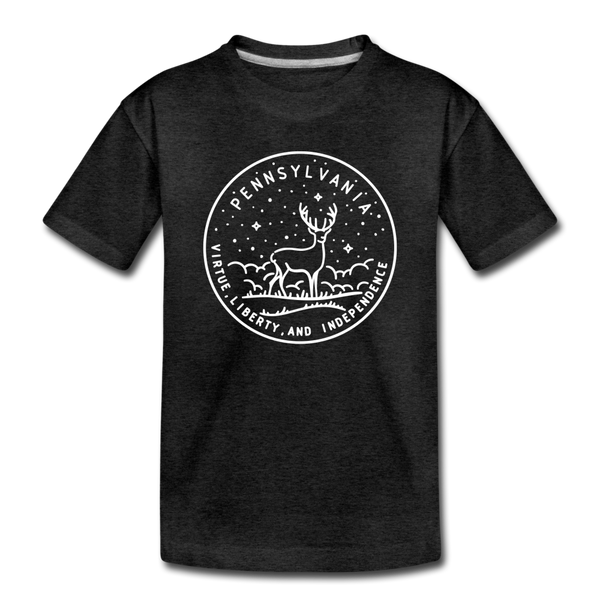 Pennsylvania Toddler T-Shirt - State Design Pennsylvania Toddler Tee - charcoal gray