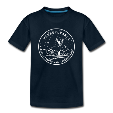 Pennsylvania Toddler T-Shirt - State Design Pennsylvania Toddler Tee - deep navy