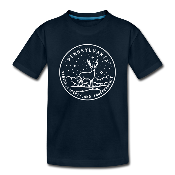Pennsylvania Toddler T-Shirt - State Design Pennsylvania Toddler Tee - deep navy