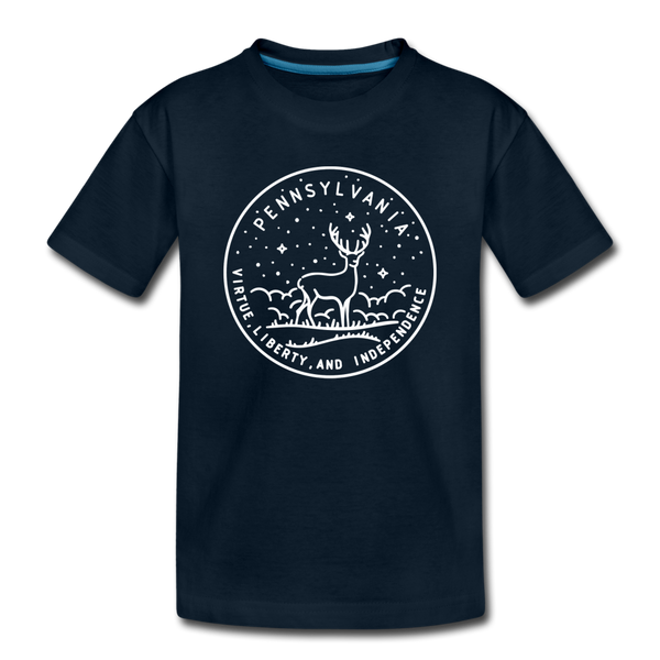 Pennsylvania Toddler T-Shirt - State Design Pennsylvania Toddler Tee - deep navy