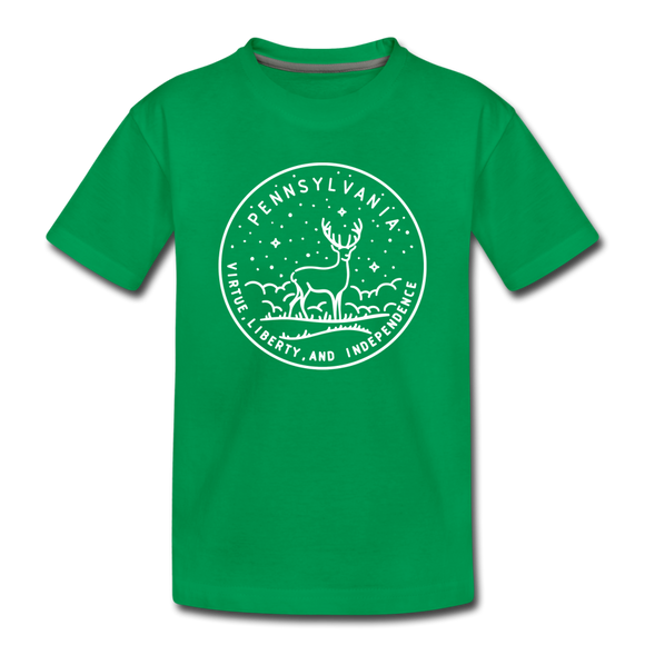Pennsylvania Toddler T-Shirt - State Design Pennsylvania Toddler Tee - kelly green