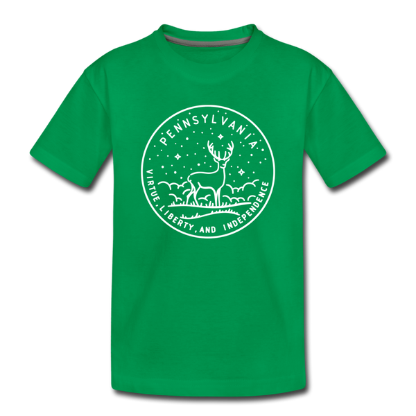 Pennsylvania Toddler T-Shirt - State Design Pennsylvania Toddler Tee - kelly green