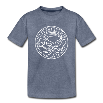 Tennessee Toddler T-Shirt - State Design Tennessee Toddler Tee - heather blue