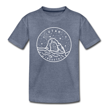 Utah Toddler T-Shirt - State Design Utah Toddler Tee - heather blue