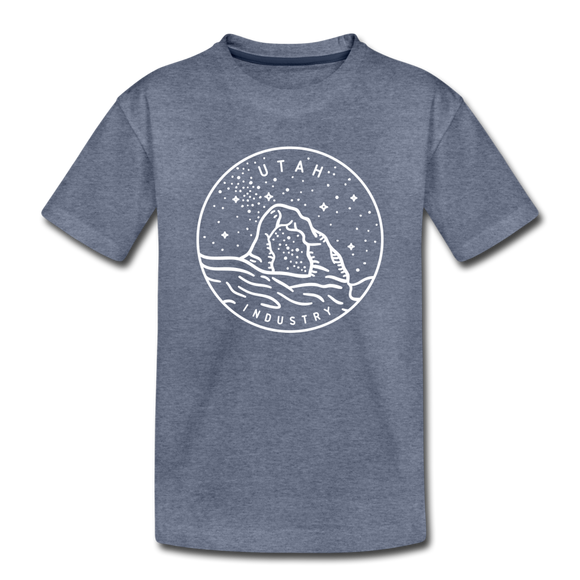 Utah Toddler T-Shirt - State Design Utah Toddler Tee - heather blue