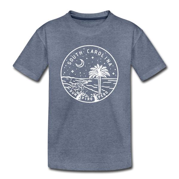 South Carolina Toddler T-Shirt - State Design South Carolina Toddler Tee - heather blue