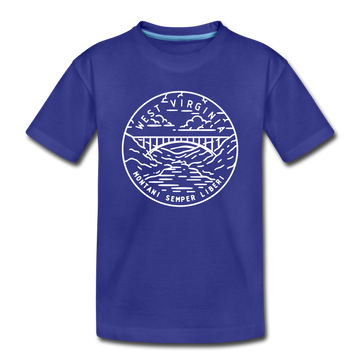 West Virginia Toddler T-Shirt - State Design West Virginia Toddler Tee - royal blue