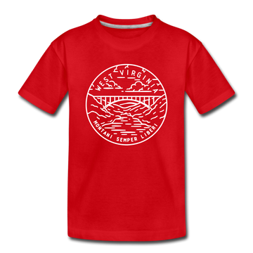West Virginia Toddler T-Shirt - State Design West Virginia Toddler Tee - red