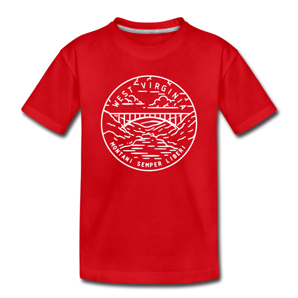 West Virginia Toddler T-Shirt - State Design West Virginia Toddler Tee - red