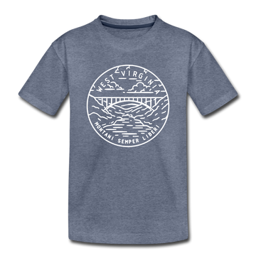 West Virginia Toddler T-Shirt - State Design West Virginia Toddler Tee - heather blue