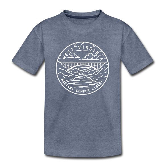 West Virginia Toddler T-Shirt - State Design West Virginia Toddler Tee - heather blue