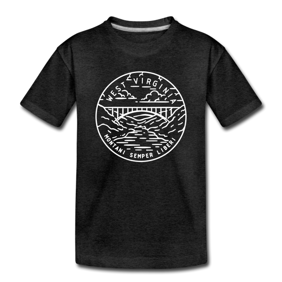 West Virginia Toddler T-Shirt - State Design West Virginia Toddler Tee - charcoal gray