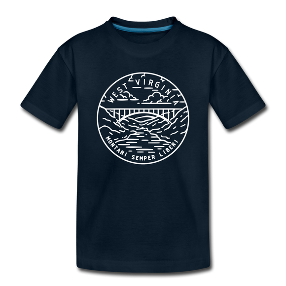 West Virginia Toddler T-Shirt - State Design West Virginia Toddler Tee - deep navy