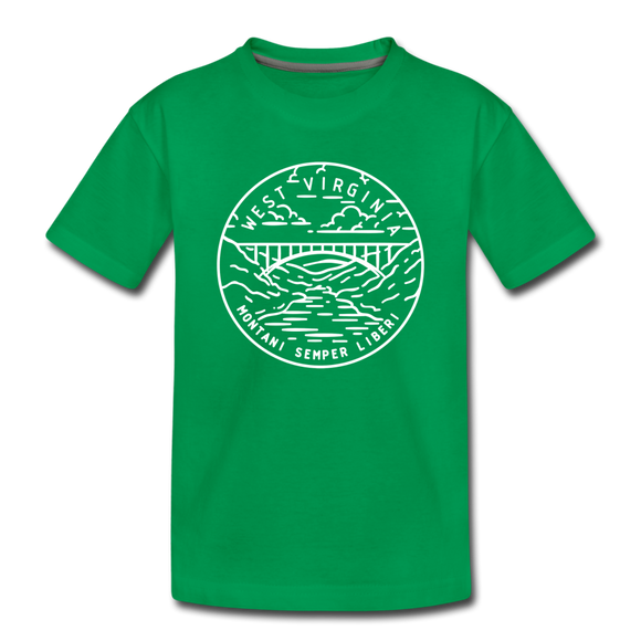 West Virginia Toddler T-Shirt - State Design West Virginia Toddler Tee - kelly green