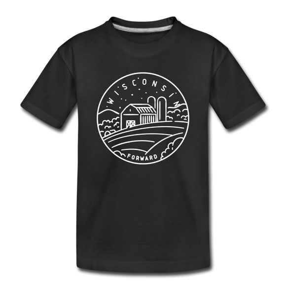 Wisconsin Toddler T-Shirt - State Design Wisconsin Toddler Tee - black