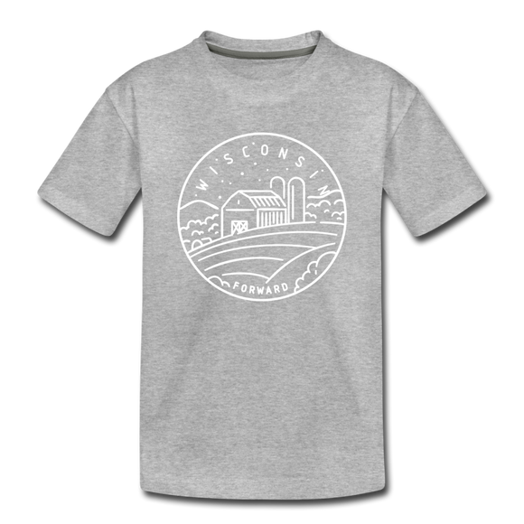 Wisconsin Toddler T-Shirt - State Design Wisconsin Toddler Tee - heather gray