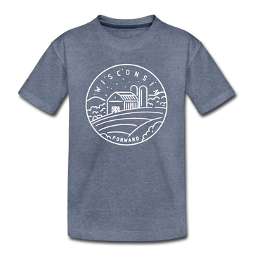Wisconsin Toddler T-Shirt - State Design Wisconsin Toddler Tee - heather blue