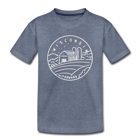 Wisconsin Toddler T-Shirt - State Design Wisconsin Toddler Tee - heather blue