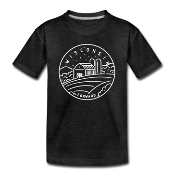 Wisconsin Toddler T-Shirt - State Design Wisconsin Toddler Tee - charcoal gray