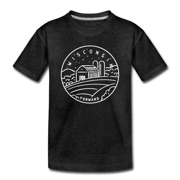 Wisconsin Toddler T-Shirt - State Design Wisconsin Toddler Tee - charcoal gray