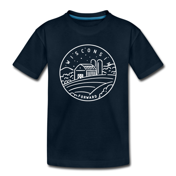 Wisconsin Toddler T-Shirt - State Design Wisconsin Toddler Tee - deep navy
