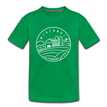 Wisconsin Toddler T-Shirt - State Design Wisconsin Toddler Tee - kelly green