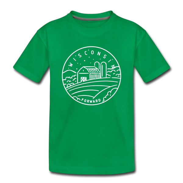Wisconsin Toddler T-Shirt - State Design Wisconsin Toddler Tee - kelly green