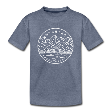 Wyoming Toddler T-Shirt - State Design Wyoming Toddler Tee - heather blue