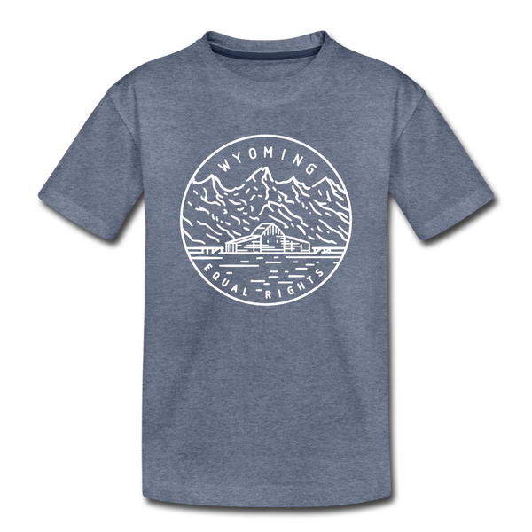 Wyoming Toddler T-Shirt - State Design Wyoming Toddler Tee - heather blue