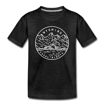 Wyoming Toddler T-Shirt - State Design Wyoming Toddler Tee - charcoal gray
