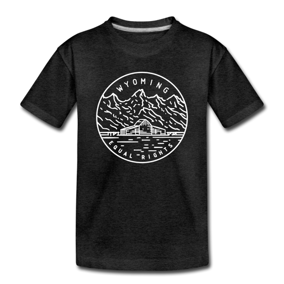 Wyoming Toddler T-Shirt - State Design Wyoming Toddler Tee - charcoal gray