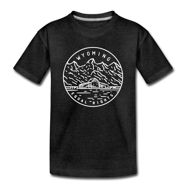 Wyoming Toddler T-Shirt - State Design Wyoming Toddler Tee - charcoal gray