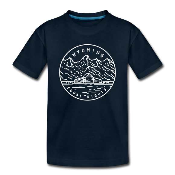 Wyoming Toddler T-Shirt - State Design Wyoming Toddler Tee - deep navy