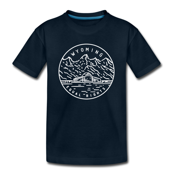 Wyoming Toddler T-Shirt - State Design Wyoming Toddler Tee - deep navy