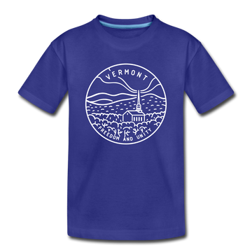 Vermont Toddler T-Shirt - State Design Vermont Toddler Tee - royal blue