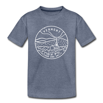 Vermont Toddler T-Shirt - State Design Vermont Toddler Tee - heather blue