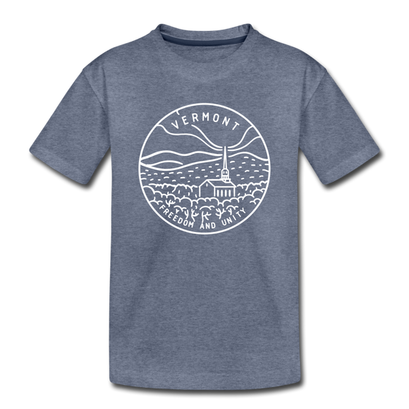 Vermont Toddler T-Shirt - State Design Vermont Toddler Tee - heather blue