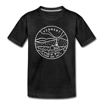 Vermont Toddler T-Shirt - State Design Vermont Toddler Tee - charcoal gray