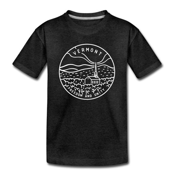 Vermont Toddler T-Shirt - State Design Vermont Toddler Tee - charcoal gray